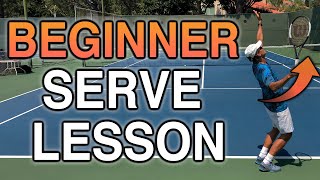 Beginner Lesson  How To Hit A Serve In Tennis For Beginners Step By Step [upl. by Rocher]