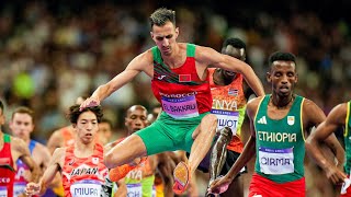 Soufiane El Bakkali MOROCCO retains Olympic 3000m steeplechase title in Paris  PRESS CONFERENCE [upl. by Myna290]