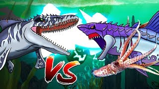 Dinosaurs Battle  Mosasaurus VS Megalodon [upl. by Kumler]