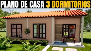 Planos de Casa GRATIS 3 Dormitorios DWG y PDF [upl. by Adnalahs186]