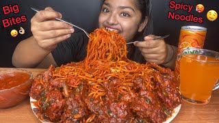 SPICY CHICKEN SCHEZWAN NOODLES 🔥 WITH CHICKEN LOLLIPOP 🍗  BIG BITES MUKBANG  FOOD EATING VIDEOS [upl. by Nibot687]