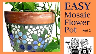 Continuing the DIY Mosaic Ceramic Flower Pot Part 2 with Grouting Guide Included [upl. by Ruperto]