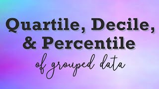 QUARTILE DECILE and PERCENTILE Measures of Position of Grouped Data [upl. by Yobybab648]