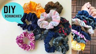 DIY Scrunchies  DIY Ruffle Hair Bands with old clothes  How to make Scrunchies [upl. by Cuda949]