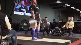 HAFTHOR quotThe Mountainquot BJORNSSON sets world record in Elephant Bar Deadlift at 1041 pounds [upl. by Selrac]