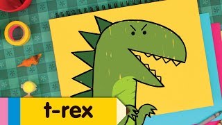 How to Draw A TRex  Dinosaur Drawing Lesson for Kids  Step By Step [upl. by Ahtilat]