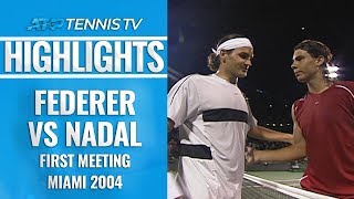 Federer vs Nadal FirstEver Match at Miami 2004 Highlights [upl. by Aivatnahs]