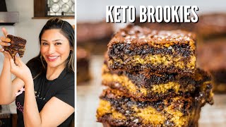 KETO BROOKIE RECIPE How to Make Keto Cookies  Brownies ONLY 3 NET CARBS [upl. by Duwalt853]