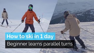 How to Ski in One Day  Beginner Learns Parallel Turns [upl. by Philana163]