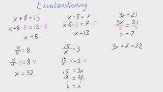 Matte 1  Adam  Algebra  Ekvationslösning [upl. by Beverle]