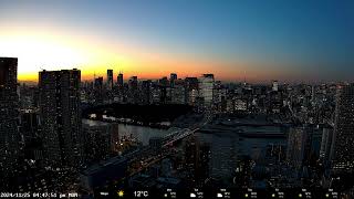 4K 東京 ライブカメラ Kachidoki sunset view Tokyo Live camera  Night [upl. by Knuth896]