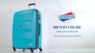 American Tourister Bon Air DLX  How to set the TSA lock code [upl. by Mariquilla]