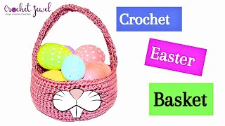 Easter Bunny Basket Crochet Tutorial For Beginners  DIY Crochet Easter Basket [upl. by Rahas256]