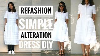 SIMPLE DRESS ALTERATION REFASHION DIY  How to Alter Your Own Clothes [upl. by Kramer]