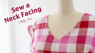 How to Sew a Neckline  Neck Facing Tutorial [upl. by Say]