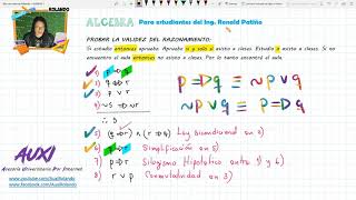 LOGICA  Demostrar la Validez de un razonamiento [upl. by Airun]