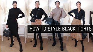 9 TIGHTS OUTFIT IDEAS How to style tights in the cold  The Allure Edition [upl. by Osnofla]