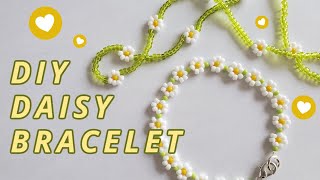 How to make a DAISY CHAIN flower bracelet  Easy beaded 90s jewelry DIY [upl. by Lux]