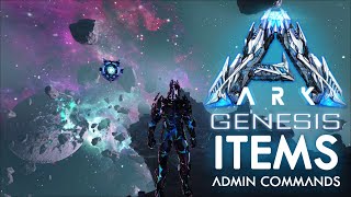 Ark Genesis Items Weapons Skins and more  Admin Commands [upl. by Yelsnya]