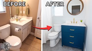 Easy Small Bathroom Remodel  DIY Makeover [upl. by Eidua]