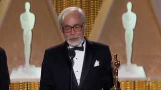 Hayao Miyazaki receives an Honorary Award at the 2014 Governors Awards [upl. by Dnomrej]