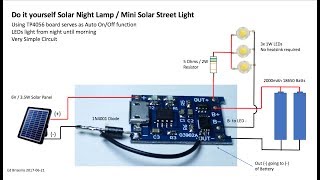 Do it yourself Solar Night Light using TP4056 Board [upl. by Lidah]