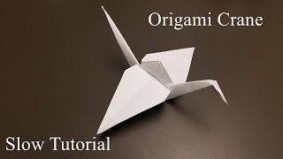 Origami Crane  How to Make the origami Crane  Slow Tutorial [upl. by Atalanta213]