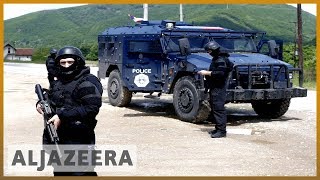 Kosovo Serbs rally in North Mitrovica against police raids [upl. by Dempsey]