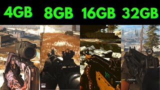 Call of Duty Warzone 4GB Ram vs 8GB Ram vs 16GB Ram vs 32GB Ram [upl. by Eendyc]