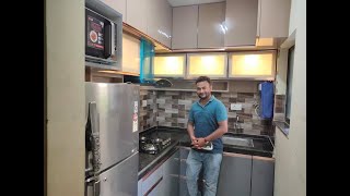 LShape 8 x 45 Modular kitchen design ideas Small Modular kitchen Design 2020 [upl. by Behnken]