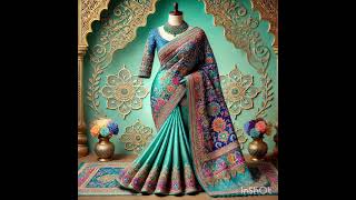 turquoise blue and purple colour combination saree collection [upl. by Rannug62]