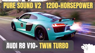 Audi R8 V10 Twin Turbo by Sheepey Race  PURE SOUND V2  ANTILAG  STRAIGHT PIPE [upl. by Franny]