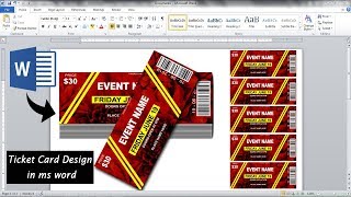 Awesome Ticket Card Design in ms word  how to make Beautiful ticket Design in ms word [upl. by Ahtivak]