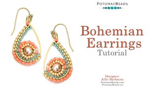 Bohemian Earrings  DIY Jewelry Making Tutorial by PotomacBeads [upl. by Ellerehc]