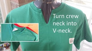 Change Crew Neck TShirt to V Neck  Hand Sewing [upl. by Enyallij]