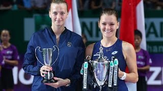 Agnieszka Radwanska and Petra Kvitova Final  2015 WTA Finals Highlights [upl. by Adhamh936]