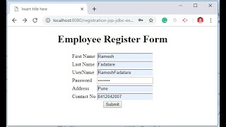 Registration Form using JSP  Servlet  JDBC  MySQL Database Example RameshFadatare [upl. by Anoerb]