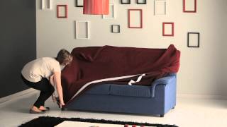 How to Put a Stretch Sofa Cover Easily [upl. by Aienahs542]