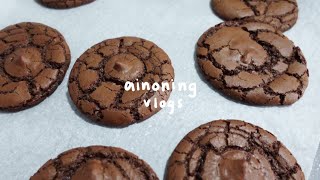 baking vlog how to bake brookies brownie cookies easy recipe home cafe asmr  ainoning [upl. by Pergrim]