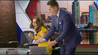 TV anchor scared with snake during live newscast [upl. by Buchheim]