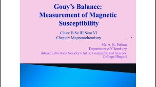 Gouys Balance Measurement of Magnetic Susceptibility [upl. by Boni]