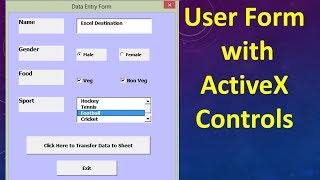 Excel VBA Tutorial 15  UserForm with Textbox Checkbox ListBox Option Button and Command Button [upl. by Cohlette]