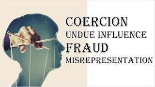 Coercion Undue Influence Fraud Misrepresentation  Indian Contract Act 1872  Law Guru [upl. by Auhsohey]