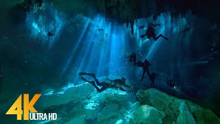 4K Cenotes Dive Relaxation Video  Mexican Underwater Caves  Incredible Underwater World  3 HOUR [upl. by Rehctaht785]