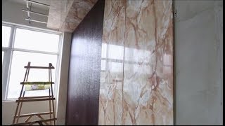 PVC marble laminated sheet and ceiling wall panel installation [upl. by Feilak]