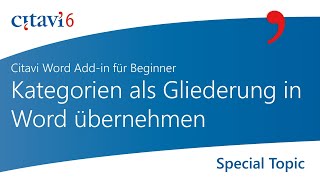 Citavi 6 Word Addin Kategorien als Gliederung in Word übernehmen 24 [upl. by Kassie]