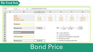 How To Calculate The Price Of A Bond In Excel [upl. by Ahsinod]