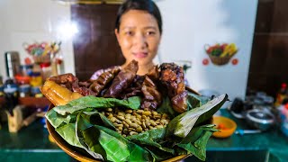 How To Cook Smoked Pork And Intestines Cooked With AXONE Akhuni  How To Make AXONE Recipe [upl. by Simpkins584]