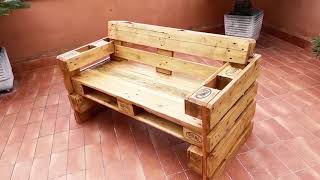 How to make DIY pallet bench  Come realizzare una panchina con pallet [upl. by Hinckley]