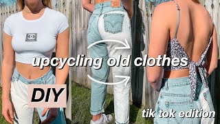 using tik tok DIY trends to UPCYCLE my old clothes [upl. by Nwatna133]